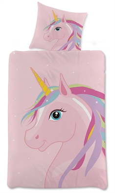 Børnesengetøj Unicorn - 140x200 cm - Regnbue enhjørning - Sengesæt i 100% bomuld